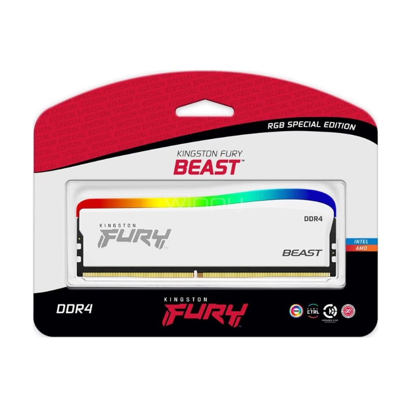 Memoria RAM Kingston FURY Beast Special Edition de 8GB (DDR4, RGB, 3200MHz, CL16, DIMM)