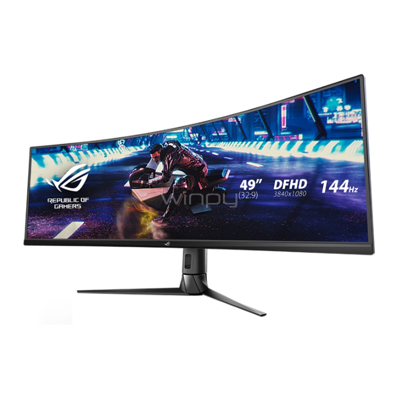 Monitor Gamer ASUS ROG Strix XG49VQ Curvo de 49“ (VA, 3840x1080px, 144Hz, 4ms, D-Port+HDMI, FreeSync Pro)