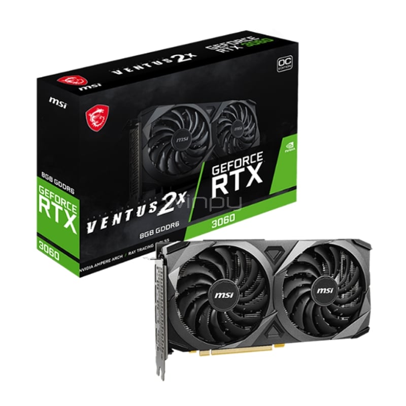 tarjeta de video msi geforce rtx 3060 ventus 2x oc de 8gb gddr6