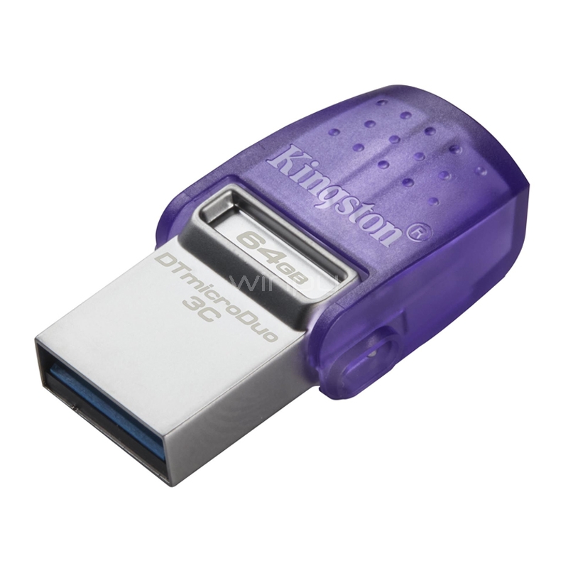Pendrive Kingston DataTraveler microDuo 3C de 64GB (USB 3.2, USB-C, Morado)