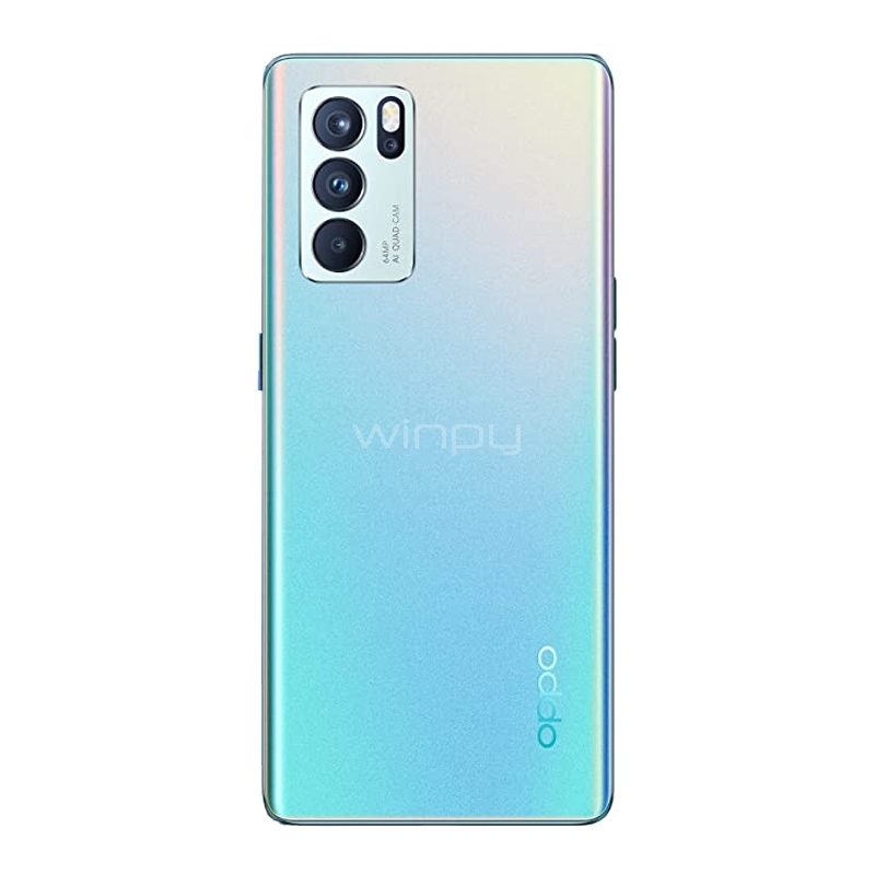 Celular OPPO Reno6 5G de 6.43“ (OctaCore, 8GB RAM, 12GB Internos, Aurora)
