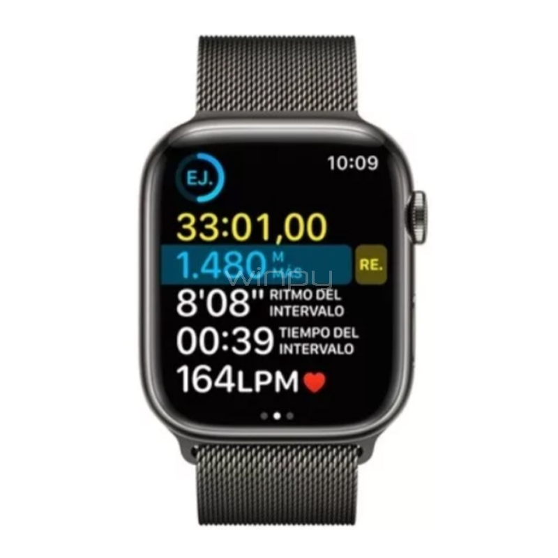 Apple Watch Series 8 de 45mm (OLED, GPS+LTE, Case Acero Inoxidable, Correa Deportiva Grafito)