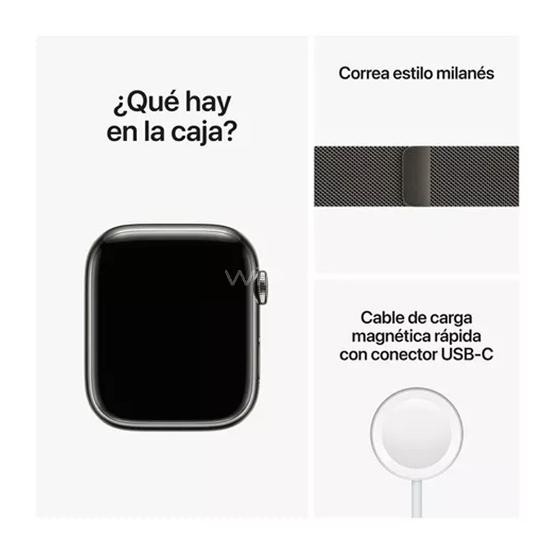 Apple Watch Series 8 de 45mm (OLED, GPS+LTE, Case Acero Inoxidable, Correa Deportiva Grafito)