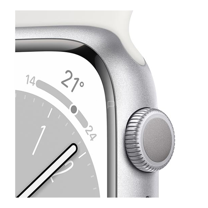 Apple Watch Series 8 de 45mm (OLED, GPS, Case Aluminio, Correa Deportiva Blanco estelar)
