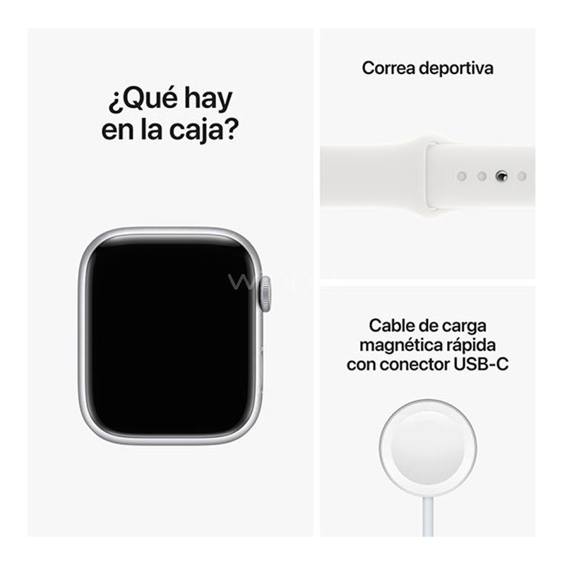 Apple Watch Series 8 de 41mm (OLED, GPS, Case Aluminio, Correa Deportiva Blanco estelar)