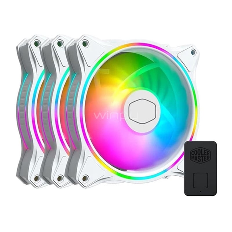 Kit de 3 Ventiladores Cooler Master MasterFan MF120 Halo White (ARGB, 120mm, 1800rpm)