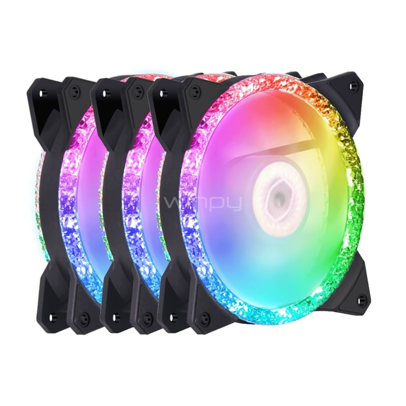Kit de 3 Ventiladores Cooler Master MasterFan MF120 Prismatic (ARGB, 120mm, 2000rpm)