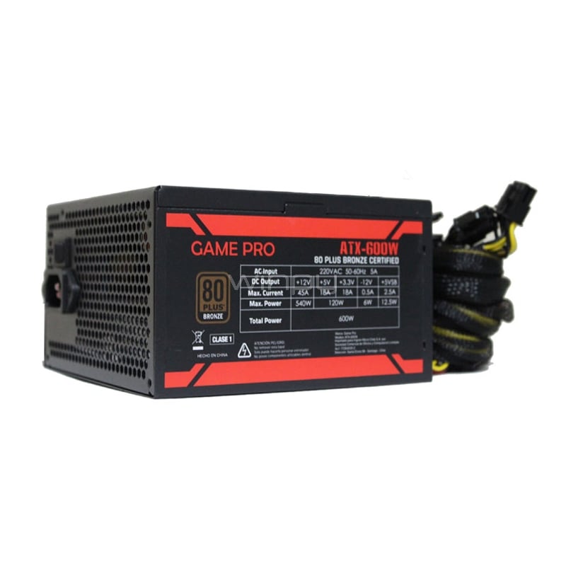 Fuente de Poder Game Pro de 600W (Certificada 80+ Bronze, ATX)