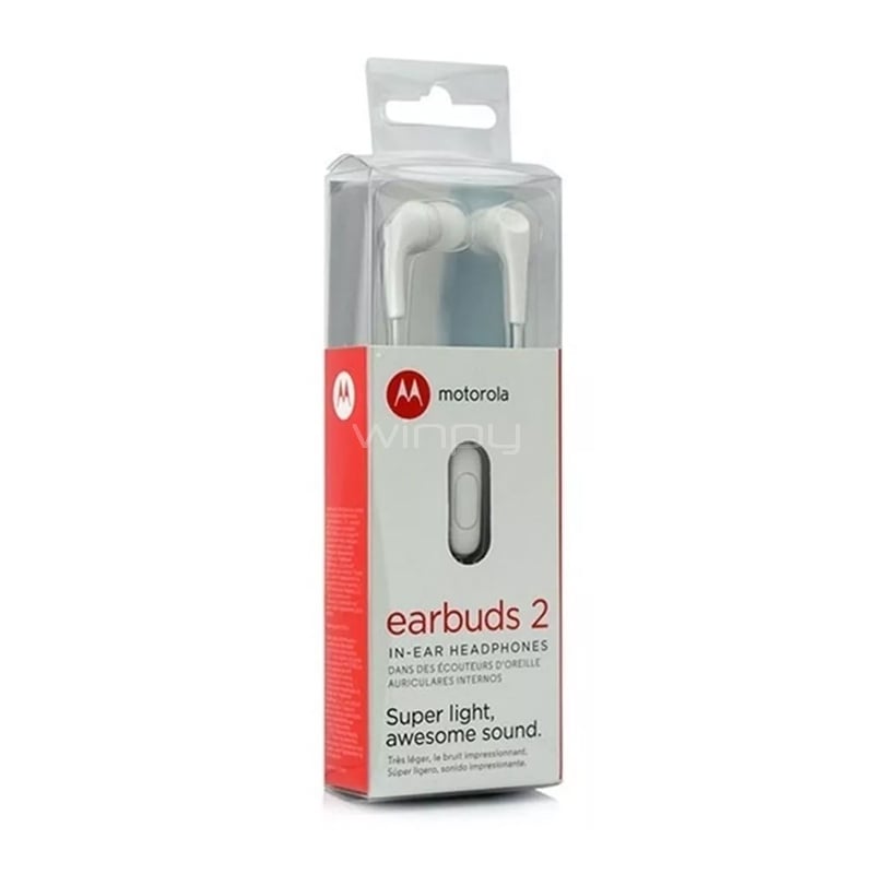 Audífonos Motorola Earbuds 2-S (Jack 3.5mm, Blanco)