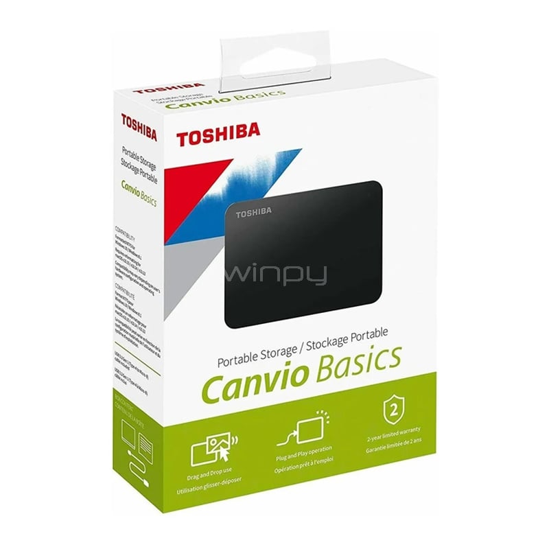 Disco Duro Externo Toshiba Canvio Basics de 2TB (USB 3.0, Negro)