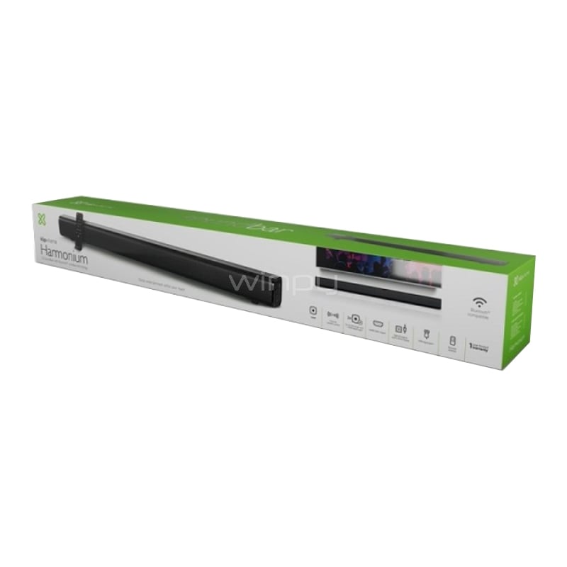 Soundbar Klip Xtreme Harmonium 2.0 (Bluetooth, Negro)
