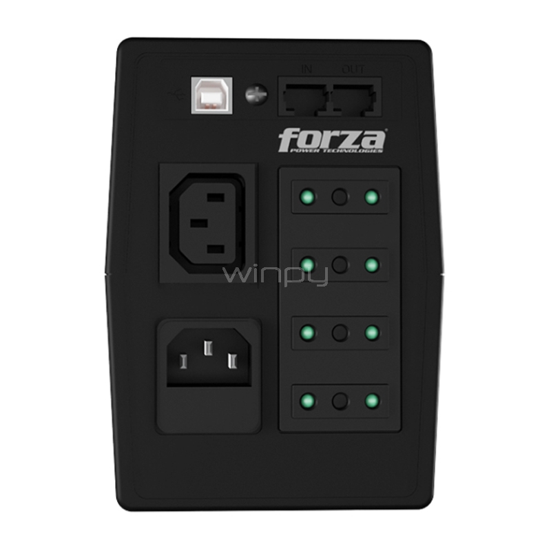 UPS Forza SL-612UL-C Interactiva (600VA/360W, 220V, 4 salidas Italianos RJ45, 1 salida C13)