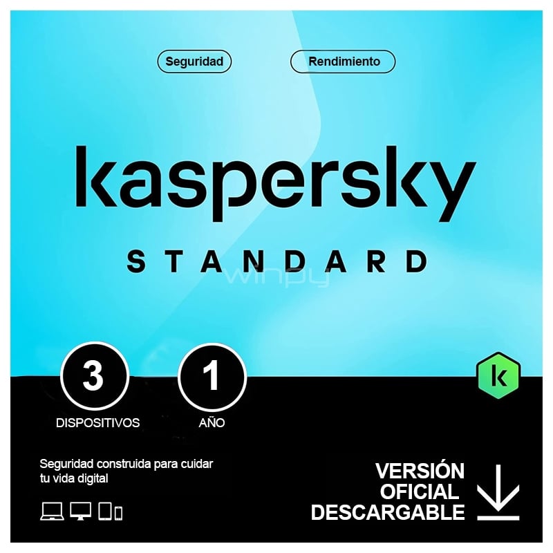 Licencia Antivirus Kaspersky Standard (3 Dispositivos, 1 año, Descargable)