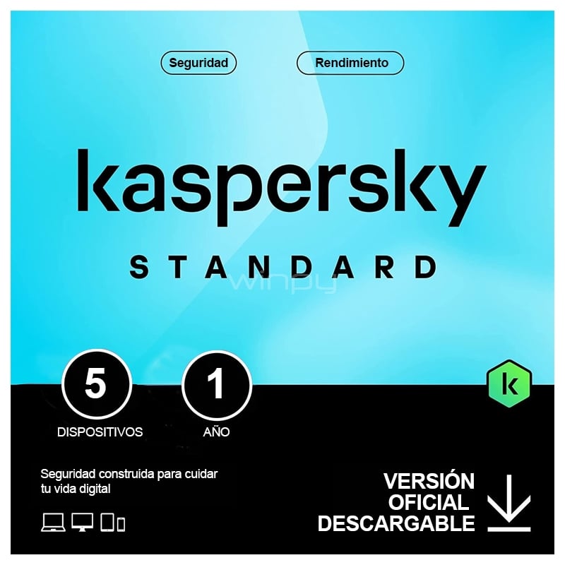 Licencia Antivirus Kaspersky Standard (5 Dispositivos, 1 año, Descargable)
