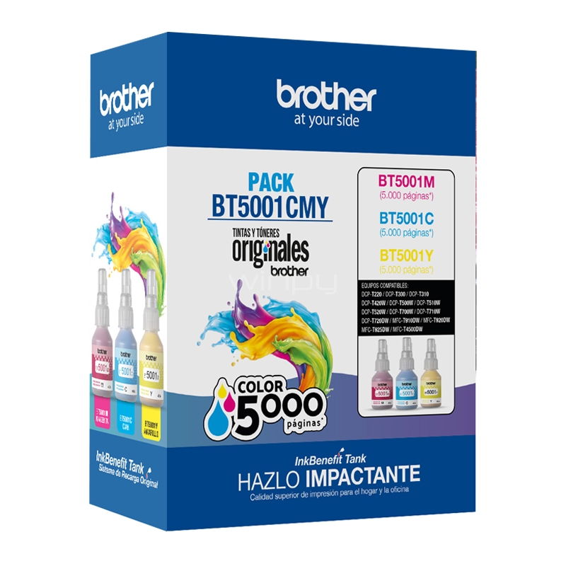 Pack de Tinta Brother BT5001CMY (Cian, Amarillo, Magenta)