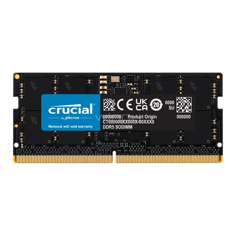 Memoria RAM Crucial de 16GB (DDR5, 5200MHz, CL42, SODIMM)