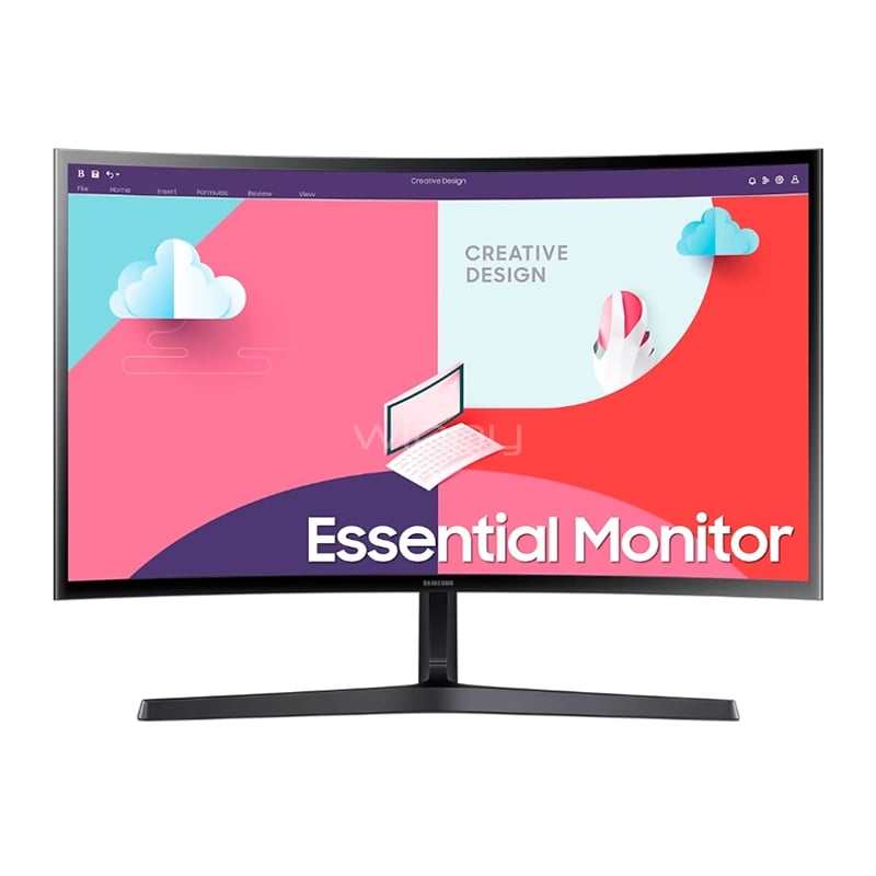 Monitor Curvo Samsung Essential de 27“ (VA, Full HD, 75Hz, HDMI+VGA, FreeSync, Vesa)