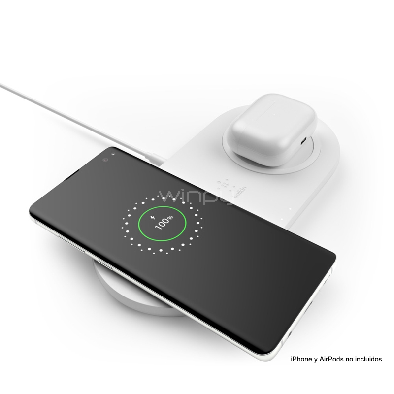 Cargador Inalámbrico Belkin BOOST CHARGE Dual de 10 W (Qi, Blanco)