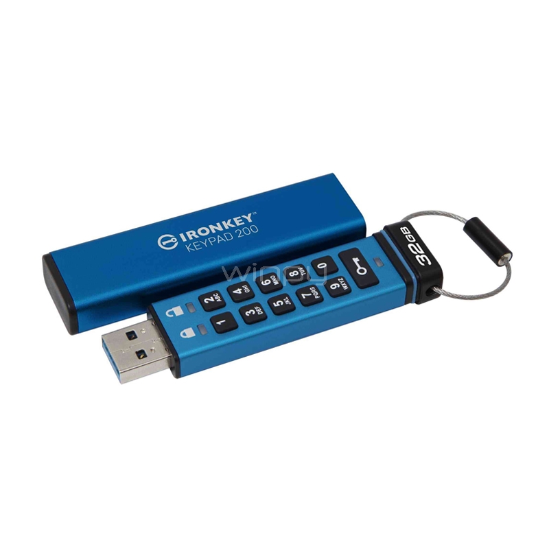 pendrive kingston ironkey keypad 200 de 32gb (usb 3.2, multi-pin, ip57)