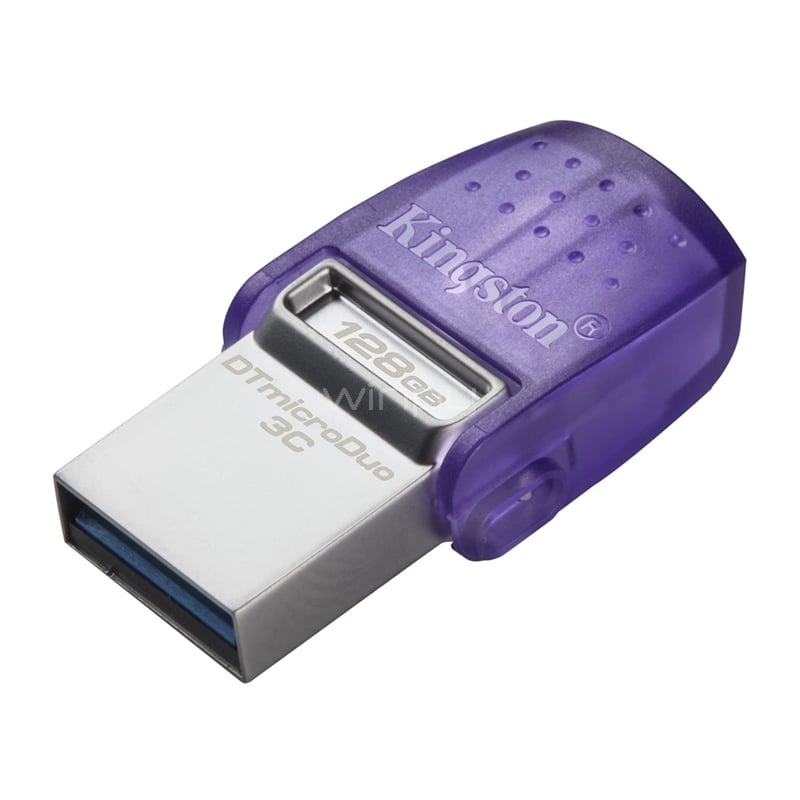 Pendrive Kingston DataTraveler microDuo 3C de 128GB (USB 3.2, USB-C, Morado)