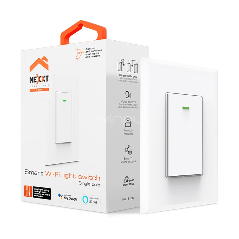 Interruptor Inteligente Nexxt Monopolar (Wi-Fi, Blanco)
