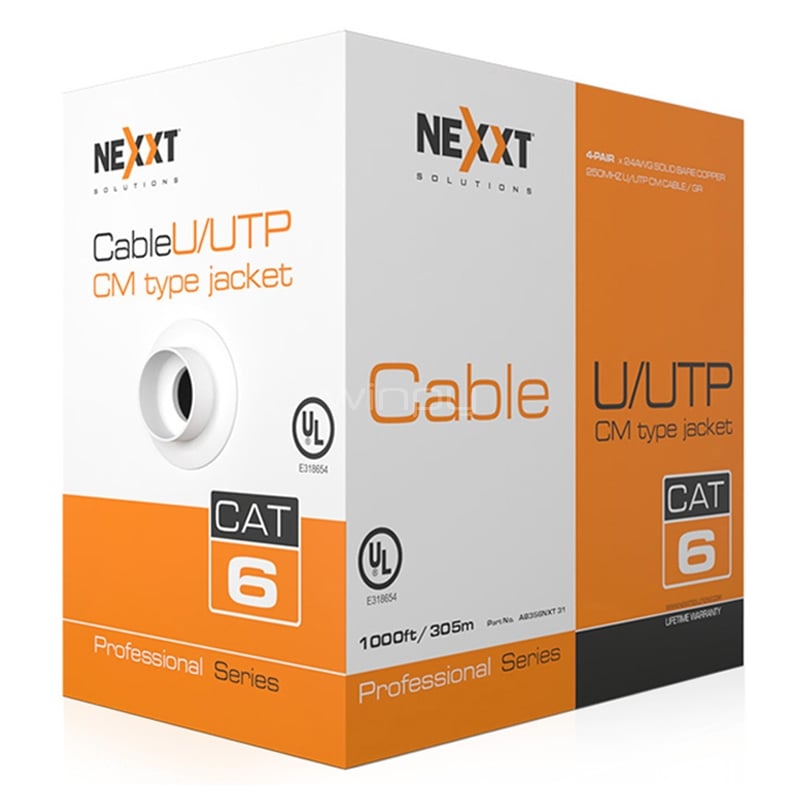 Cable de Red Nexxt de 305 metros (U/UTP, Cat6, 24AWG, Gris)