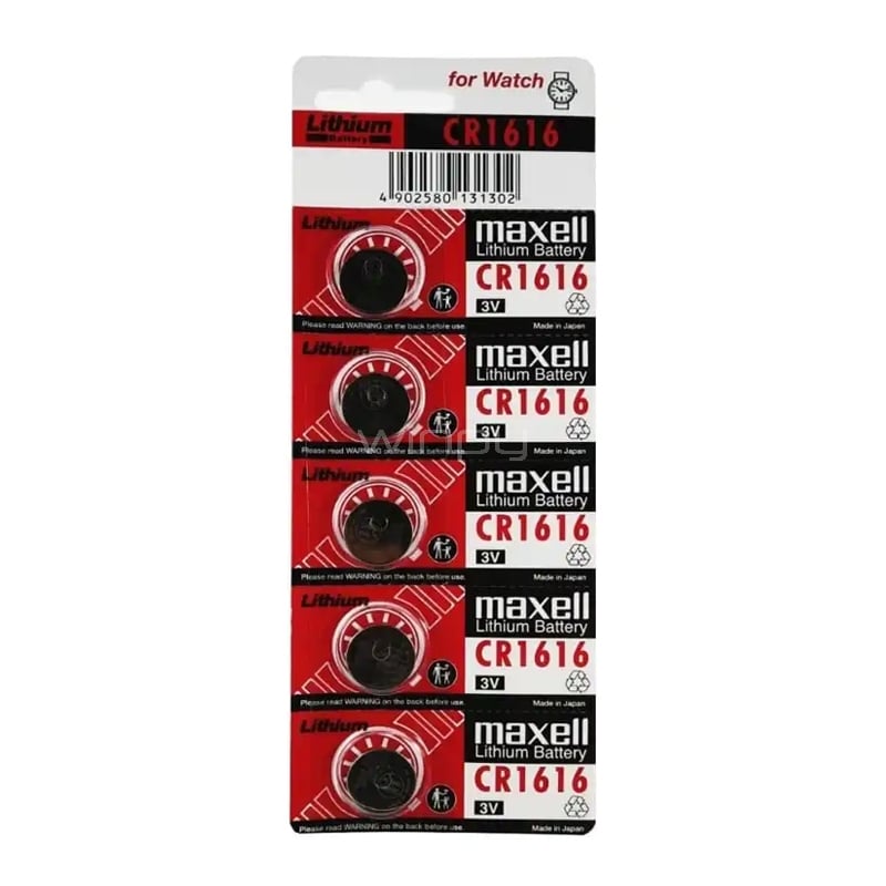 Pack de 5 Pilas Maxell CR1616 Litio (3V)