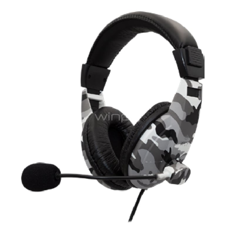 Audífonos Gamer Ultra Army (Jack 3.5mm, Camuflaje Gris)