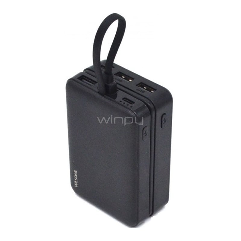 Batería Externa Wesdar S96 de 10.000 mAh (USB-A, USB-C, Negro)