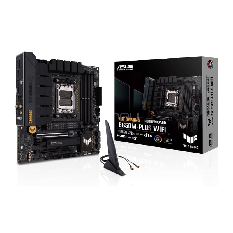 Placa Madre ASUS TUF GAMING B650M-PLUS WIFI (AM5, DDR5 4800/6400MHz, M.2 x2, RGB, microATX)