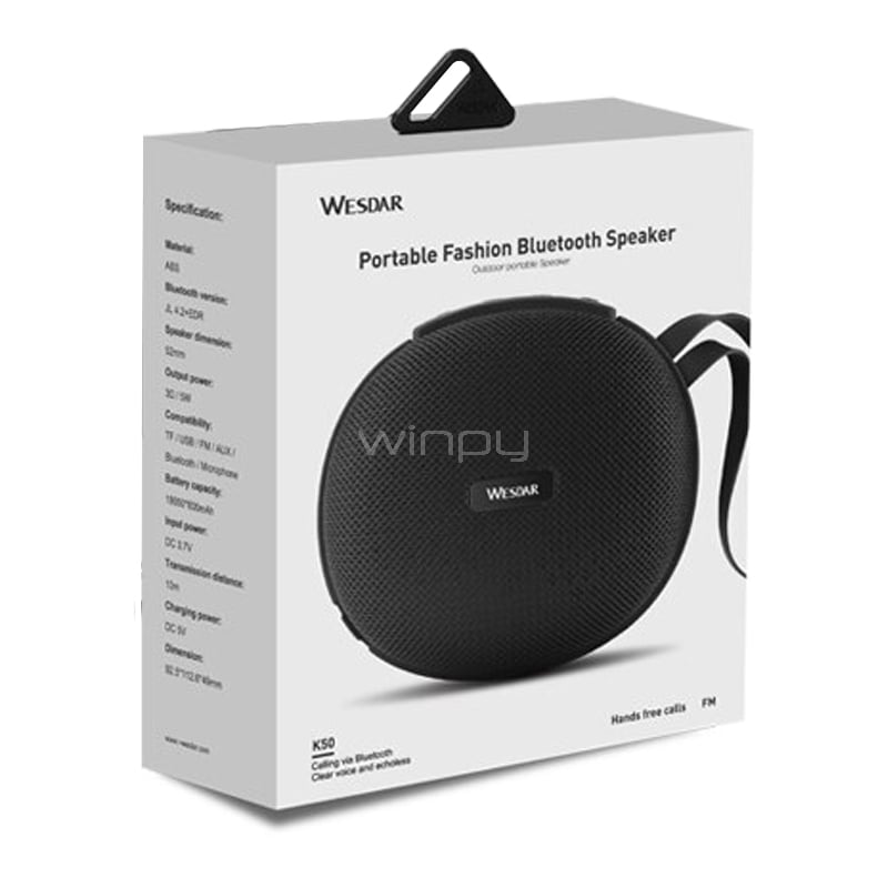 Parlante Bluetooth Wesdar K50 (5W, Negro)