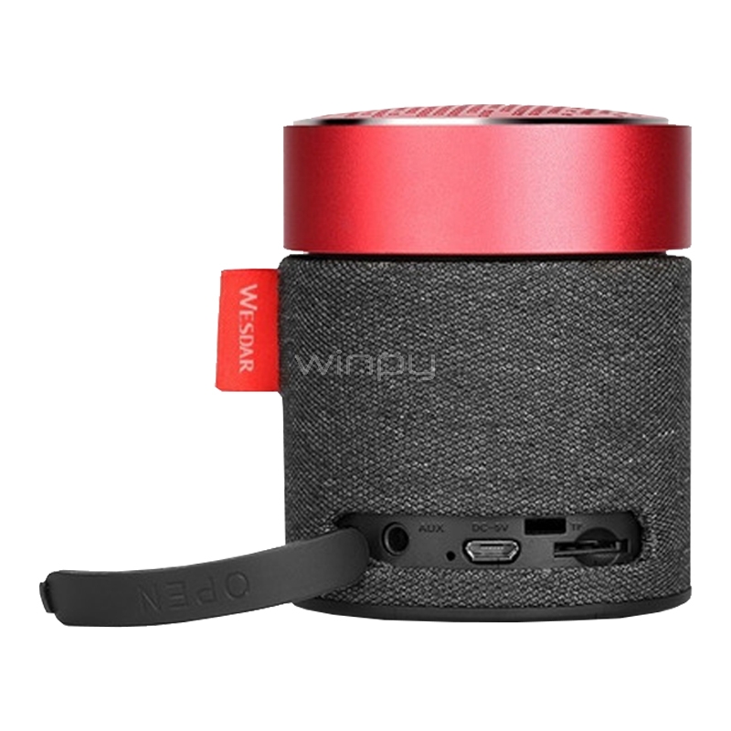 Parlante Bluetooth Wesdar K52 (3W, Negro/Rojo)