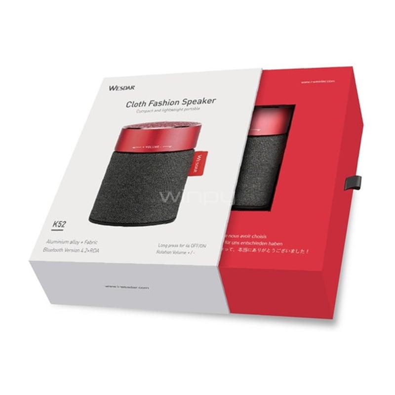 Parlante Bluetooth Wesdar K52 (3W, Negro/Rojo)