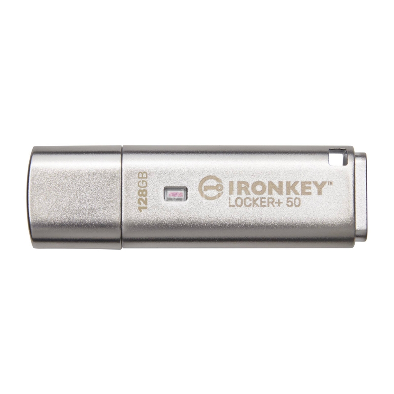 pendrive kingston ironkey locker+ 50 de 128gb (usb-a 3.2 gen 1, plateado)