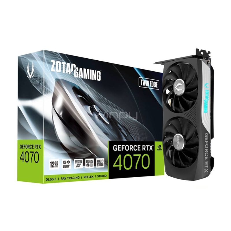tarjeta de video zotac gaming geforce rtx 4070 twin edge de 12gb gddr6x
