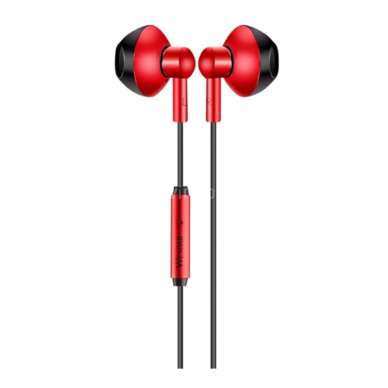 Auriculares Wesdar R25 Manos Libres (Jack 3.5mm, Rojo)