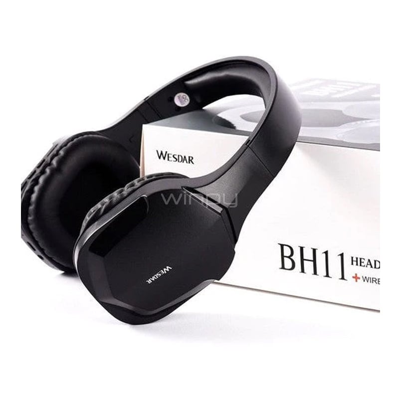 Audífonos Bluetooth Wesdar BH11 (TF Card, Radio FM, MP3, Negro)