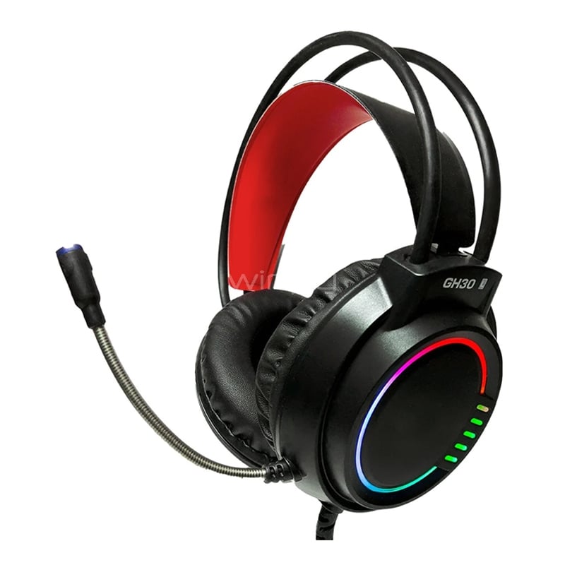 Audífonos Gamer Wesdar GH30 (Jack 3.5mm, LED Multicolor, Negro/Rojo)