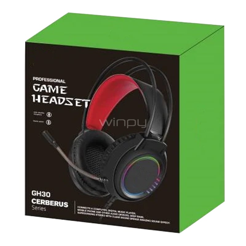 Audífonos Gamer Wesdar GH30 (Jack 3.5mm, LED Multicolor, Negro/Rojo)