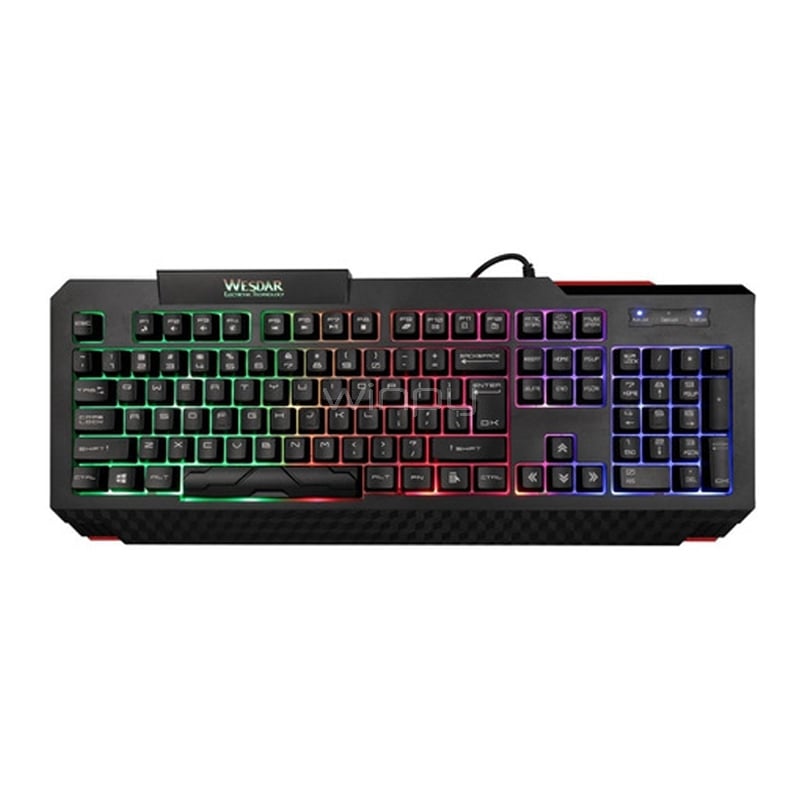 Teclado Gamer Wesdar MK4 (Led Multicolor, Inglés, Negro)