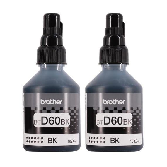 Pack de Botellas de Tinta Brother BTD60BK (2 unidades, hasta 15k Págs, Negro)