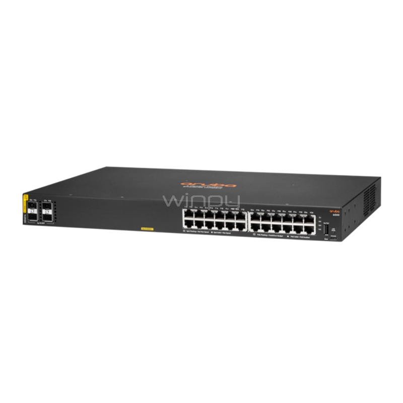 Switch Aruba 6000 de 24 Puertos (Gigabit, SFP, 56 Gbps, PoE, 370W)