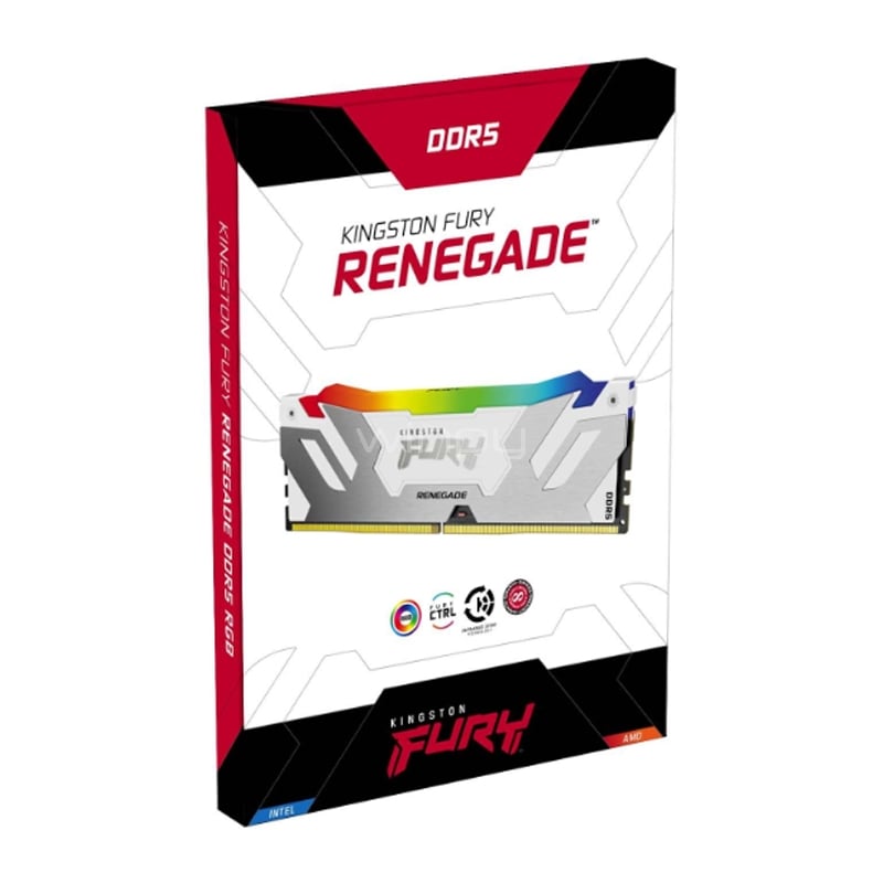 Memoria RAM Kingston Fury Renegade RGB White de 16GB (DDR5, 6000MHz, CL32, DIMM)