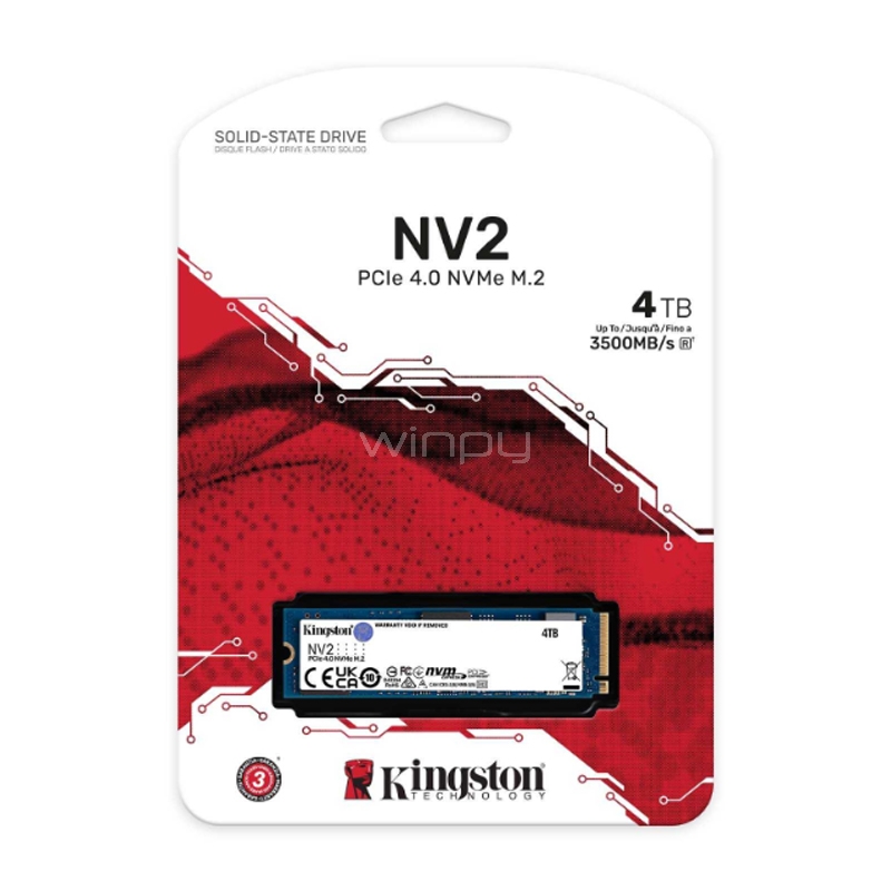 Unidad de Estado Sólido Kingston NV2 de 4TB (M.2 2280, NVMe, PCIe Gen4)