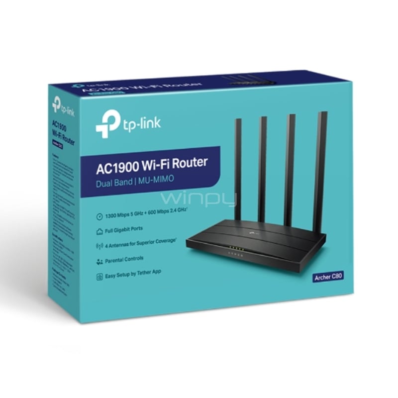 Router TP-Link Archer C80 AC1900 (Wi-Fi 5, 1.3 Gbps, MU-MIMO)