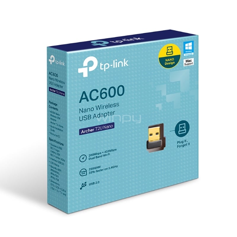Adaptador Wi-Fi TP-Link Archer T2U Nano (AC600, 600 Mbps)