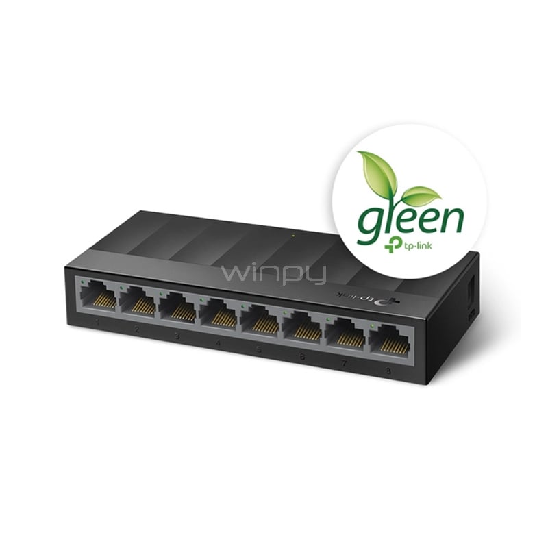 Switch TP-Link LS1008G de 8 puertos (RJ45, Ethernet, 16 Gbps, Auto MDI/MDIX)