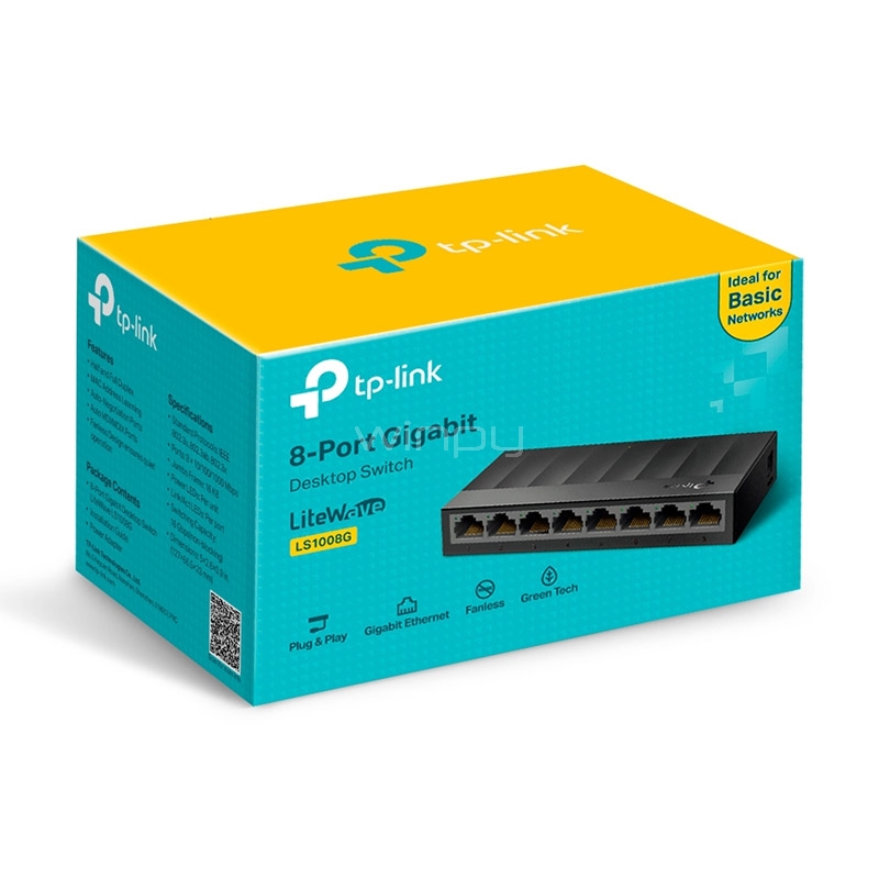 Switch TP-Link LS1008G de 8 puertos (RJ45, Ethernet, 16 Gbps, Auto MDI/MDIX)
