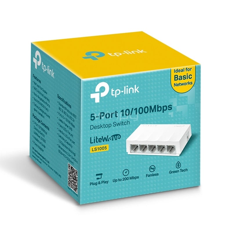 Switch TP-Link LS1005 de 5 puertos (RJ45, Ethernet, Auto MDI/MDIX)