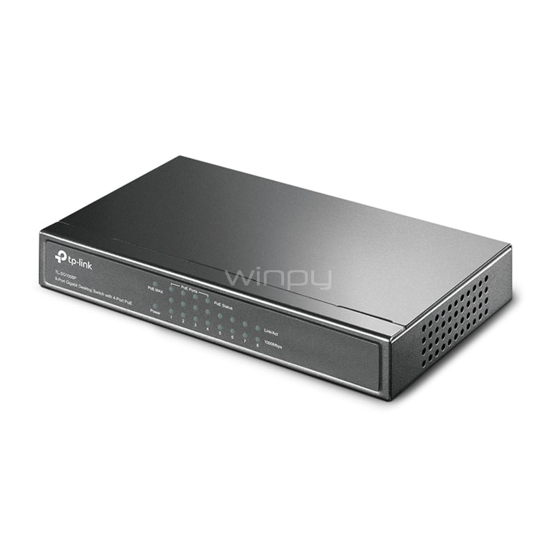 Switch TP-Link TL-SG1008P de 8 puertos (Gigabit, 16 Gbps, PoE, 55W)